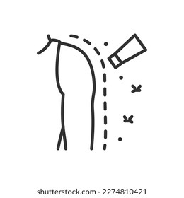 Cream insect barrier against mosquito bites, linear icon. Line with editable stroke
