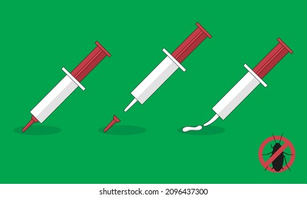 cream insecticide in syringe, bug illustration