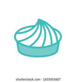 cream inside bowl ine and fill style icon design, dairy breakfast food fresh natural healthy product calcium and nature theme Vector illustration