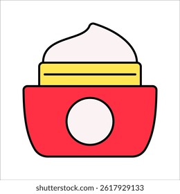 Cream Jar Flat design style, red skincare cream jar, symbolizing moisturizing and beauty, perfect for skincare and cosmetic visuals.