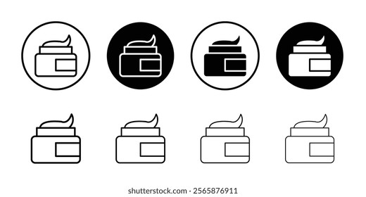 Cream jar icon Black and white outline vector