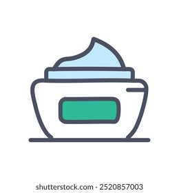 Cream jar icon. Cartoon icon of a jar of cream, symbolizing beauty and skincare. Perfect for health and wellness related projects.