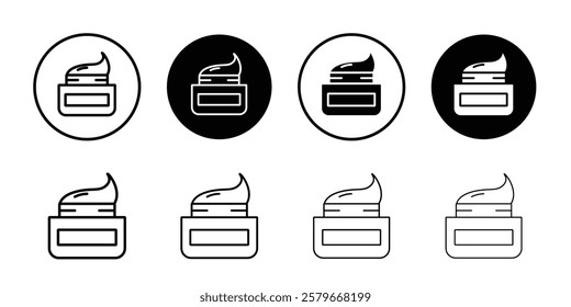 Cream jar icon Outline thin set pack series