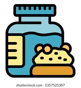 Cream jar icon outline vector. Peanut butter. Food snack color flat