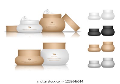 Cream jar isolated on white background. Skin care product package. Vector illustration. - Shutterstock ID 1282646614