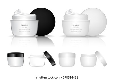 Cream jar isolated on white background. Skin care product package. Vector illustration.