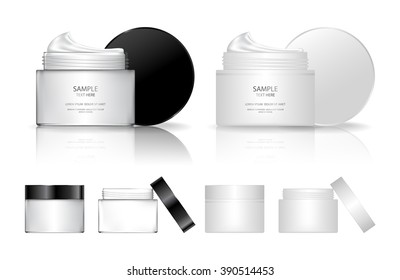 Cream Jar Isolated On White Background. Skin Care Product Package. Vector Illustration.