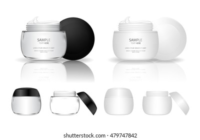 Cream jar isolated on white background. Skin care product package. Vector illustration.