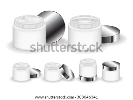 Cream jar isolated on white background. Skin care product package, vector illustration.