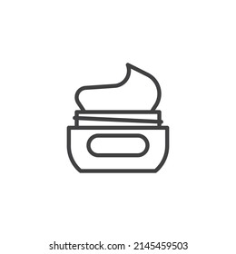 Cream jar line icon. linear style sign for mobile concept and web design. Hair gel outline vector icon. Symbol, logo illustration. Vector graphics