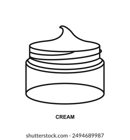 Cream jar line icon, vector pictogram of moisturizing gel in open package. Skincare illustration, sign for cosmetics store.