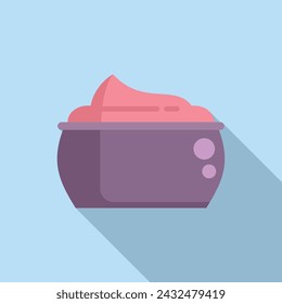 Cream jar mask skin icon flat vector. Korean cosmetics. Body gel brush