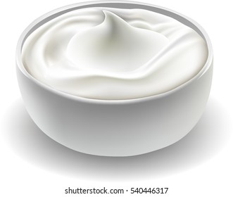 Cream jar on white background. Skin care product package. Yogurt cream 