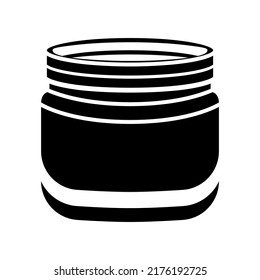 Cream jar silhouette isolated on white. Home care cosmetics, jar with mask or serum