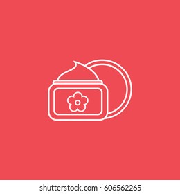 Cream Line Icon On Red Background