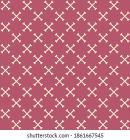 cream long bones crossing each other as a danger sign on dark pink background repeat pattern