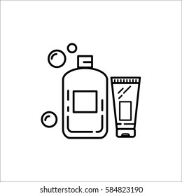 The cream and lotion in a bottle vector icon