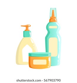 Cream, Lotion And Soap Dispenser Containers, Beauty And Skincare Product Line Set Template Design
