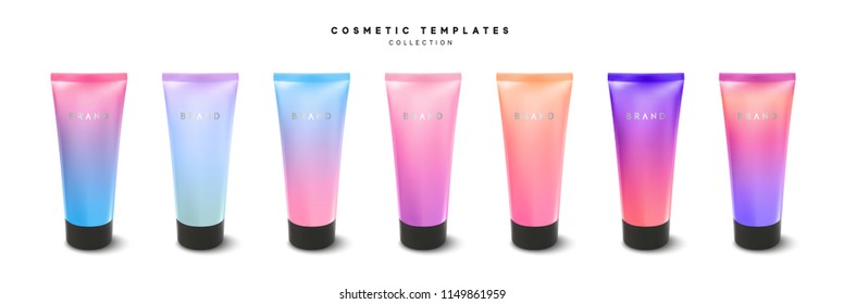 Cream or lotion tube. Packaging for Cosmetics isolated Mock Up template. Realistic 3d design. Vector illustration