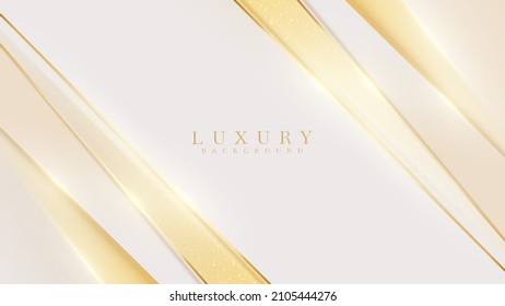 Cream luxury background with golden line elements and glitter light effect decoration.