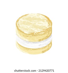 Cream Macaroons icon. Vector illustration. Hand-drawn macaron, pink and white chalk on the white background.