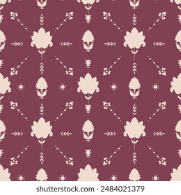 Cream and Maroon Floral Pattern