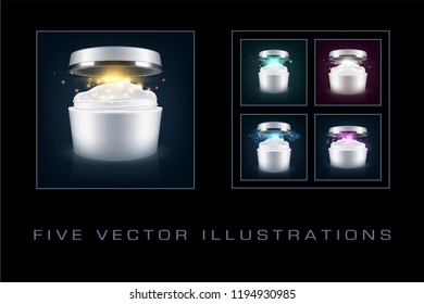 Cream mask blank package model. Illustration on dark background. Graphic concept for your design