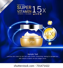 Cream Mask Vector Background Cosmetics Products for Skin that needs Hydration and Relaxation. Helps to Protect the Skin from Sun Exposure by Extracting Vitamins and Collagen.