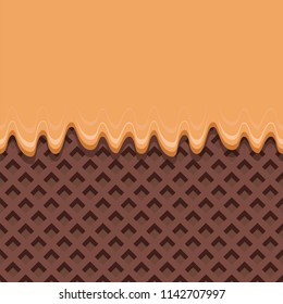 Cream Melted on Chocolate Wafer Background : Vector Illustration
