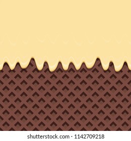 Cream Melted on Chocolate Wafer Background : Vector Illustration