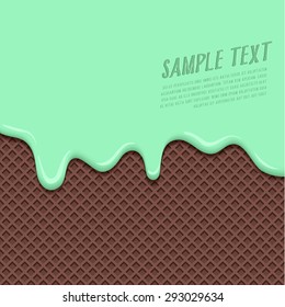 Cream Melted on Chocolate Wafer Background : Vector Illustration