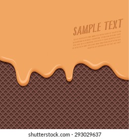 Cream Melted on Chocolate Wafer Background : Vector Illustration