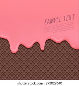 Cream Melted on Chocolate Wafer Background : Vector Illustration