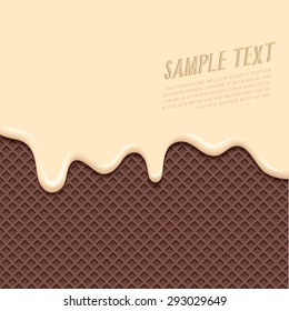 Cream Melted on Chocolate Wafer Background : Vector Illustration