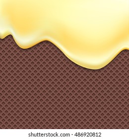 Cream Melted on Chocolate Wafer Background : Vector Illustration
