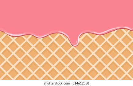 Cream Melted on Chocolate Wafer Background. Vector Illustration with flat color style design.