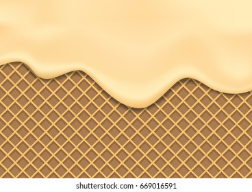 Cream Melted on Wafer texture Background abstract. Easy change colors. Vector Illustration. 