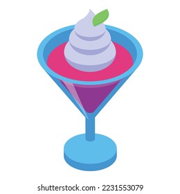 Cream milk cocktail icon isometric vector. Fresh template. Ad product