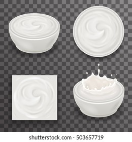 Cream Milk Curl Splash Drops Realistic Transparent Background 3d Design Vector Illustration