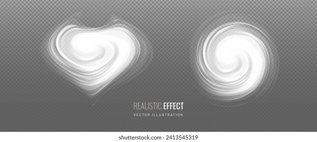 Cream milk texture is view top. Texture of whirlpool of mousse and lotion skincare is decorative element. Vector illustration