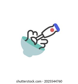 Cream mixing flat icon, vector sign, whipping mixer and bowl colorful pictogram isolated on white. Symbol, logo illustration. Flat style design
