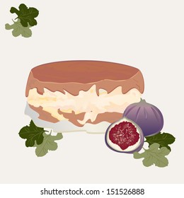 cream molded soft french cheese cream and figs
