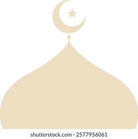 Cream Mosque Domes with Crescent Moons and Small Stars