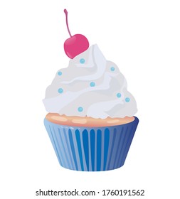 
cream muffin with cherry, cupcake