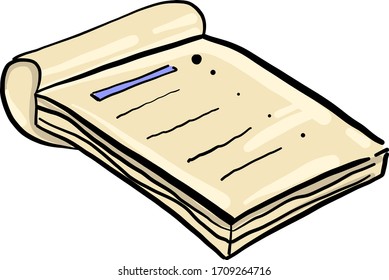 Cream notebook, illustration, vector on white background