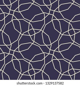 Cream on Navy, Islamic sacred geometric design, simple line art, seamless repeat vector pattern