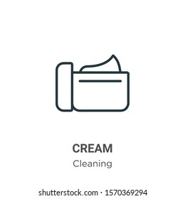 Cream outline vector icon. Thin line black cream icon, flat vector simple element illustration from editable cleaning concept isolated on white background