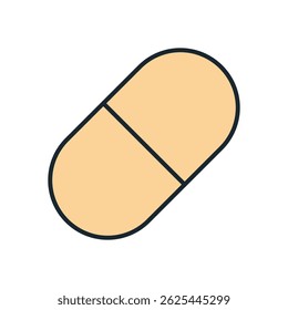 Ilustración de tableta ovalada crema en estilo minimalista plano con línea dividida central