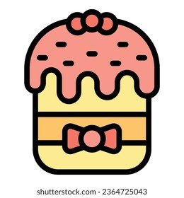 Cream panettone icon outline vector. Cake food. Sweet baked color flat