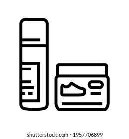 cream paste shoe care line icon vector. cream paste shoe care sign. isolated contour symbol black illustration